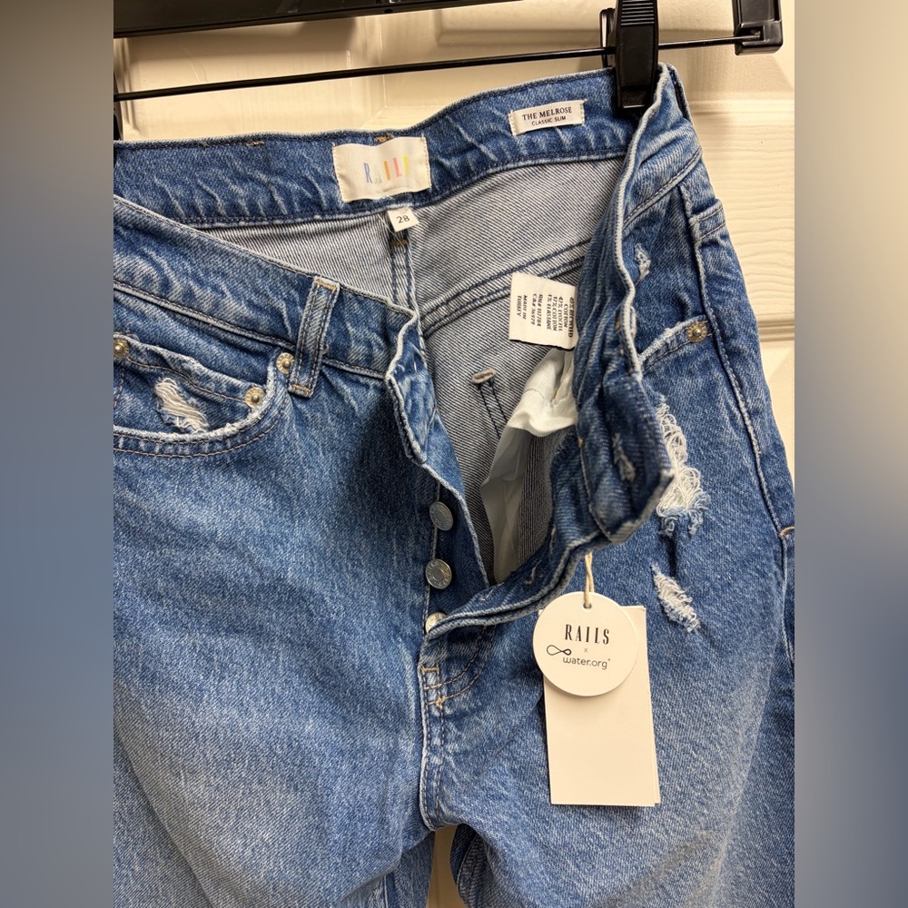 Rails Melrose high waisted Distressed Straight-Leg Jeans NWT - Picture 6 of 6